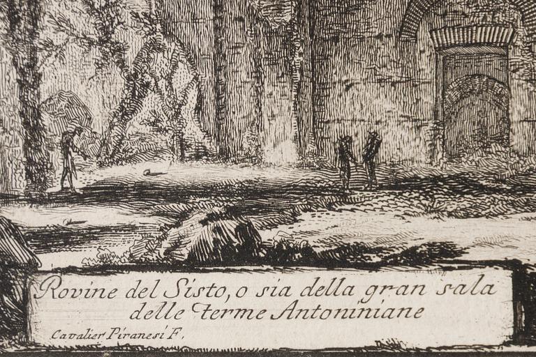 Giovanni Battista Piranesi, "Rovine del Sisto, o sia della gran delle Terme Antonianiane" ur "Vedute di Roma".