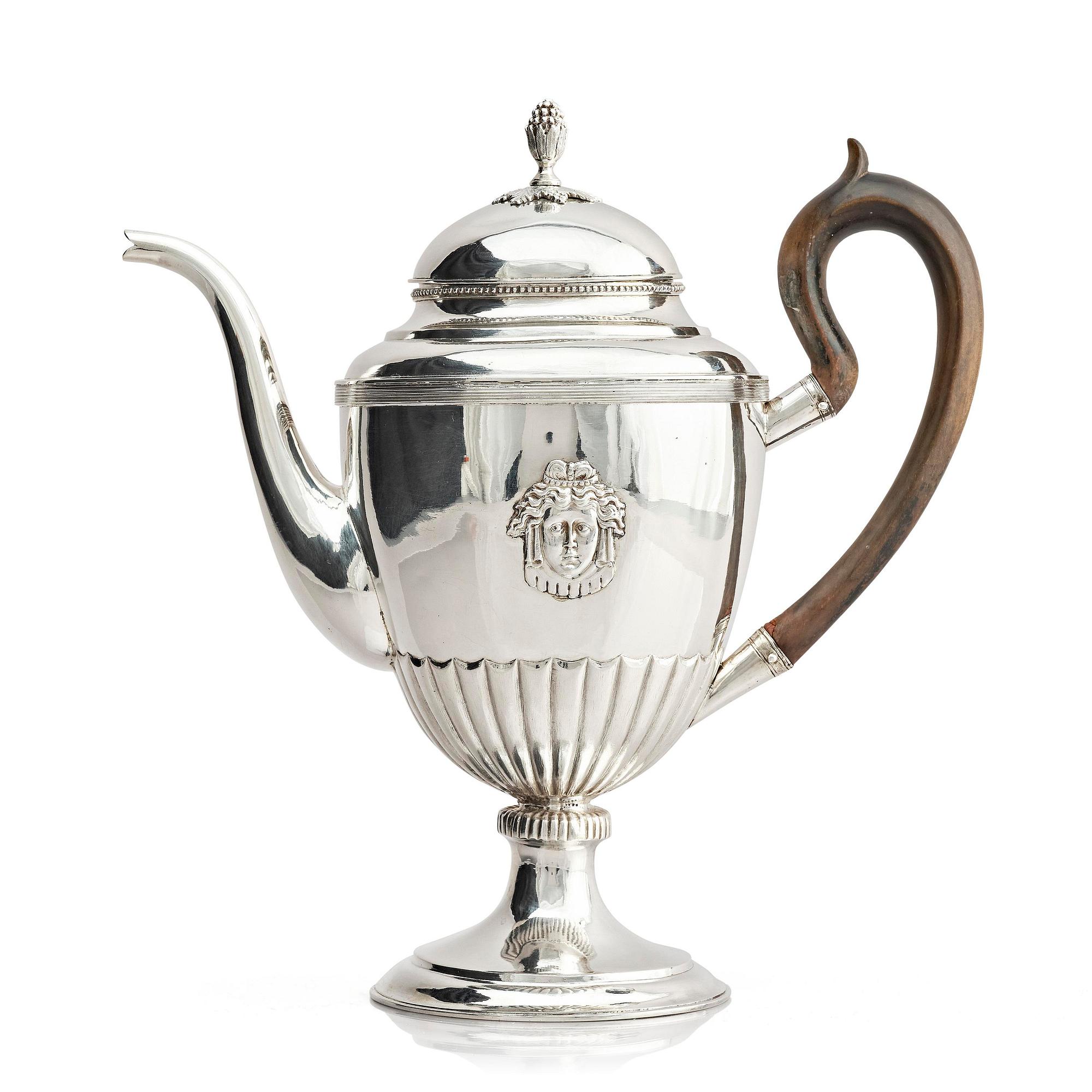 A Swedish 19th century silver coffee-pot, marks of Pehr Olof Bäckström, Gävle 1817.