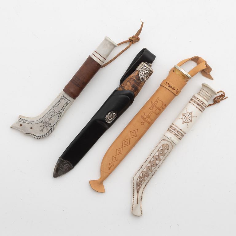 Two sami knives by Sven Erik lampinen and Stefan Karlsson, a Tele-kniven, Norway, and a Lapin Puukko knife, Finland.