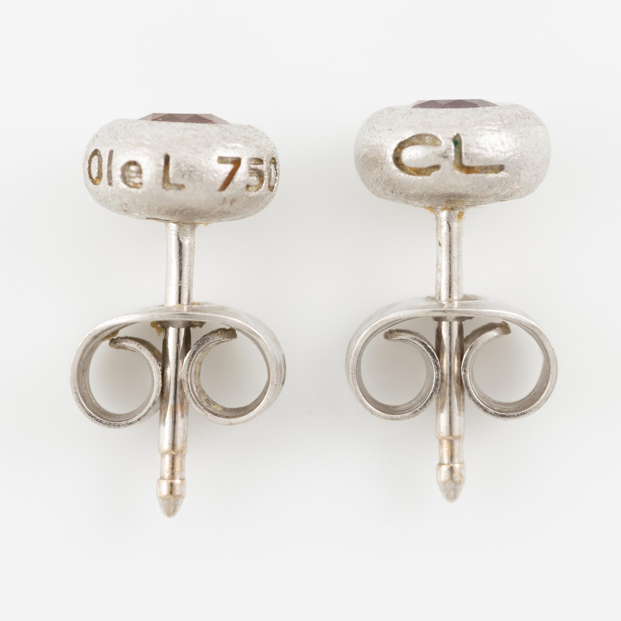 Ole Lynggaard a pair of "Bubbles" earrings in 18K white gold with tourmalines.