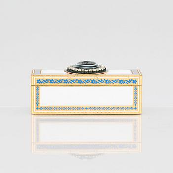 A jewelled gold and enamel box, Otto Keibel, St Petersburg 1799, Empire.