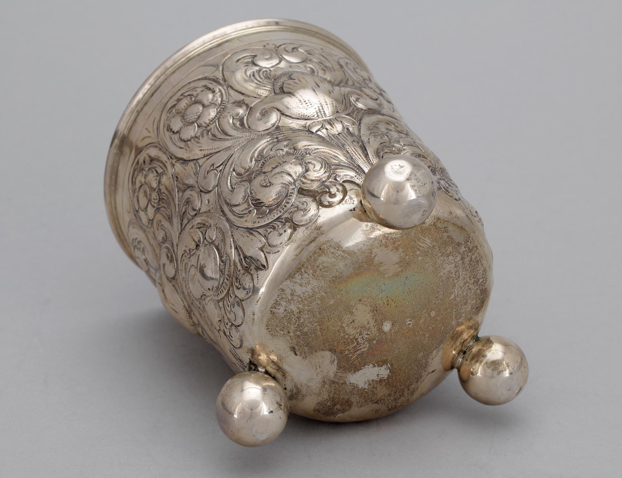 BÄGARE, silver, barockstil, trol Tyskland, 1900-talets början. Vikt ca 261 gram.