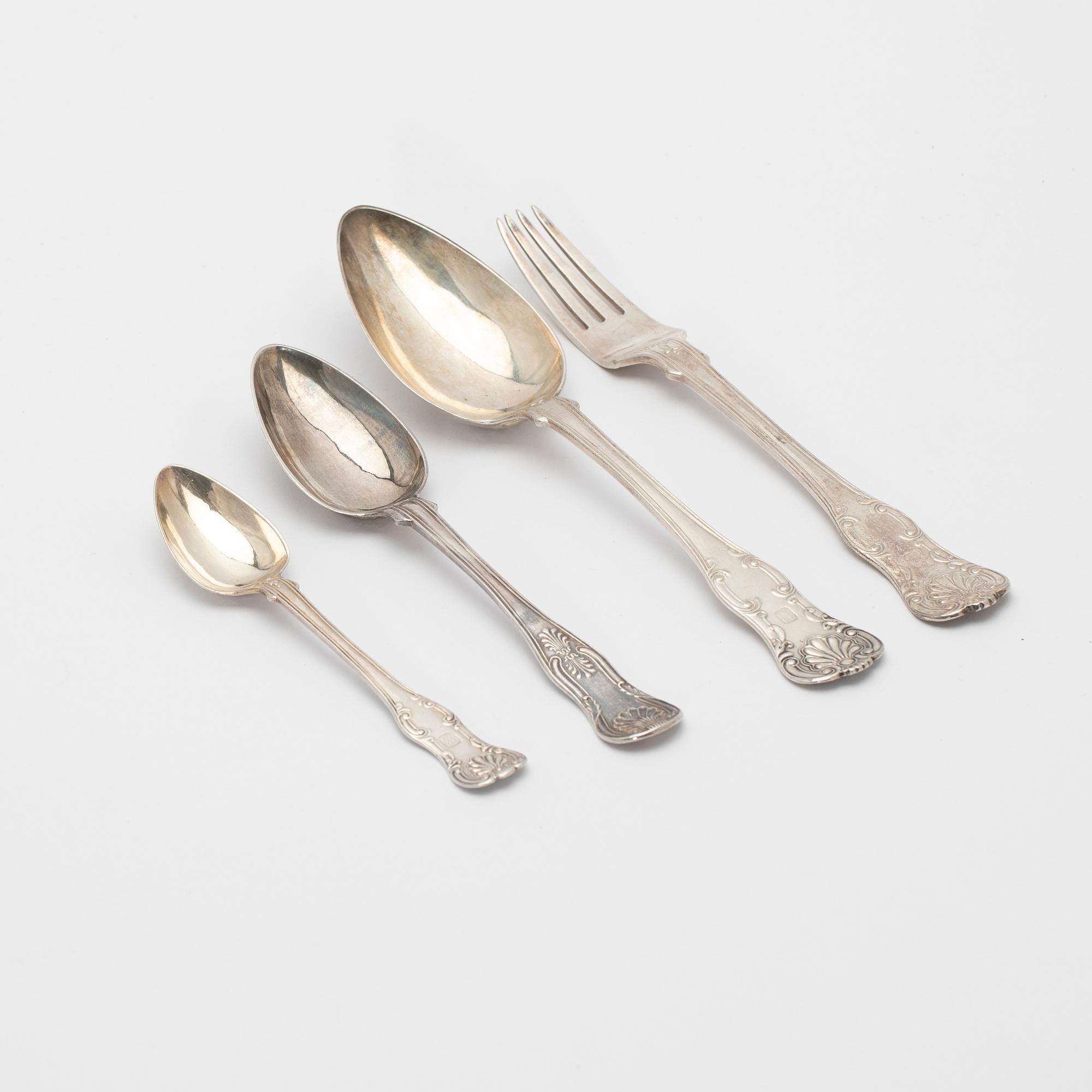 Cutlery, silver, 47 pieces, "English Shell", Carl Samuel Cavallin, 1843-1851, Malmö.