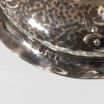 A pair of Baroque style silver candlesticks, marks of CG Hallberg, Stockholm 1942.