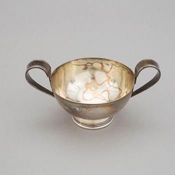 SOCKERSKÅL, GRÄDDSNIPA OCH BRICKA, silver, Flavia, Sverige, 1949-1973. Vikt ca 390 gram.