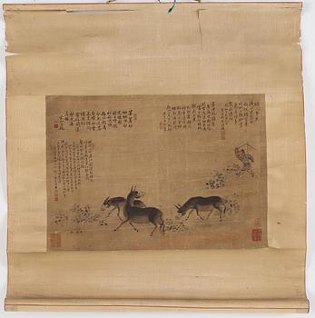 A Chinese painting, watercolour and ink on paper, Han Xian, 1889.