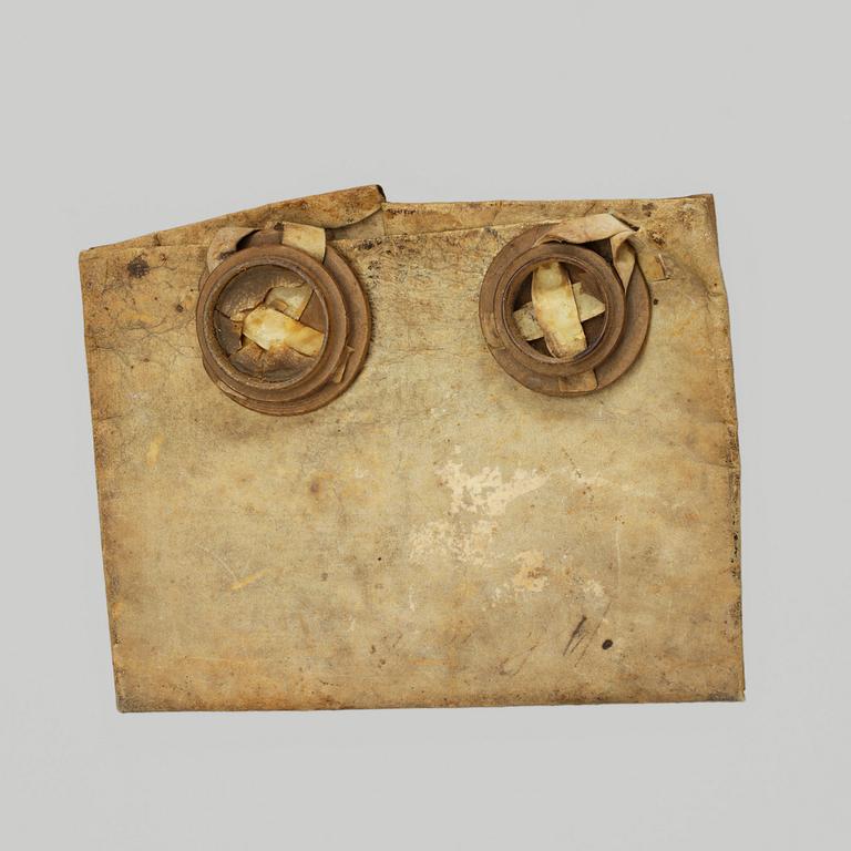 DOKUMENT, pergament, daterat 1782.