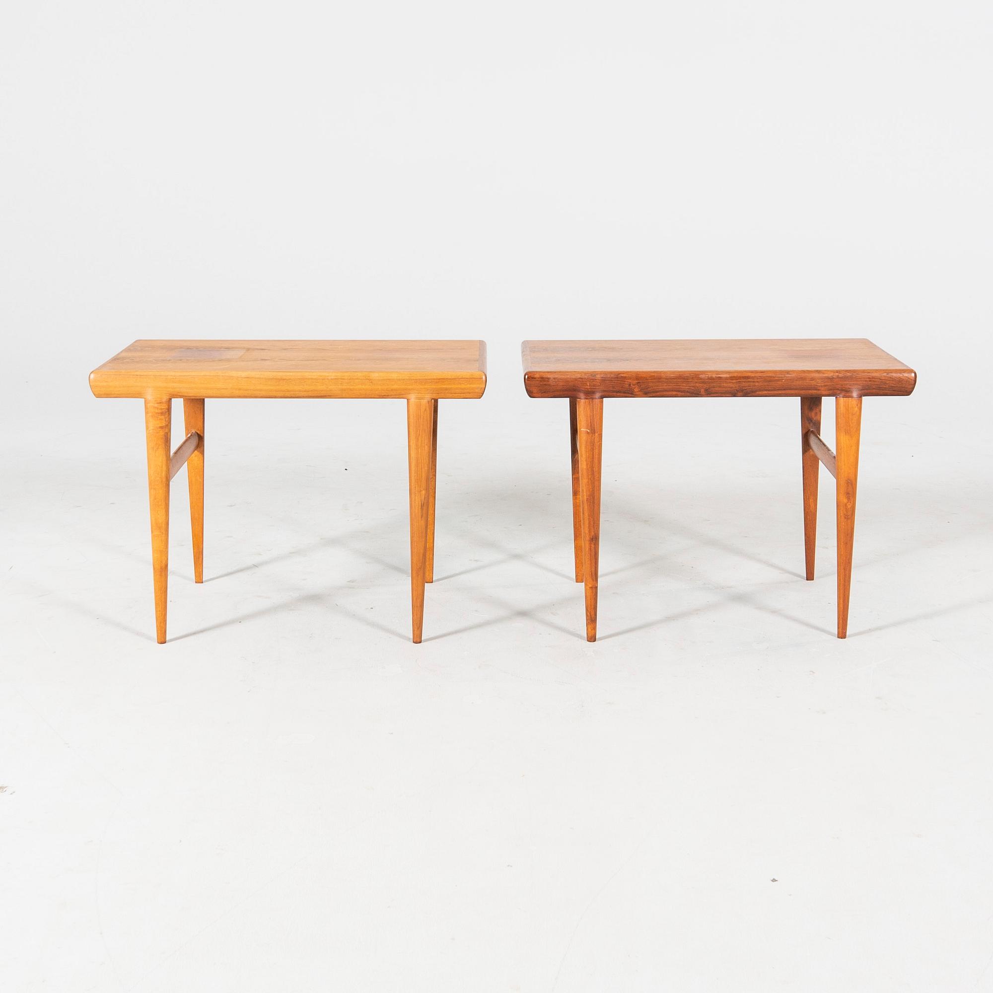 Johannes Andersen, a pair of 1960s jacaranda side tables Silkeborg Denmark.