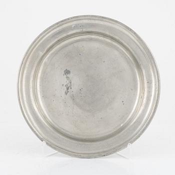 A group of eight Swedish pewter dishes, 18th-20th Century, including Mathias Norling, Jönköping, 1863.