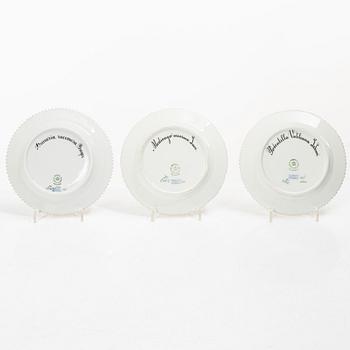 Royal Copenhagen, nine fruit plates, 'Flora Danica', Denmark.