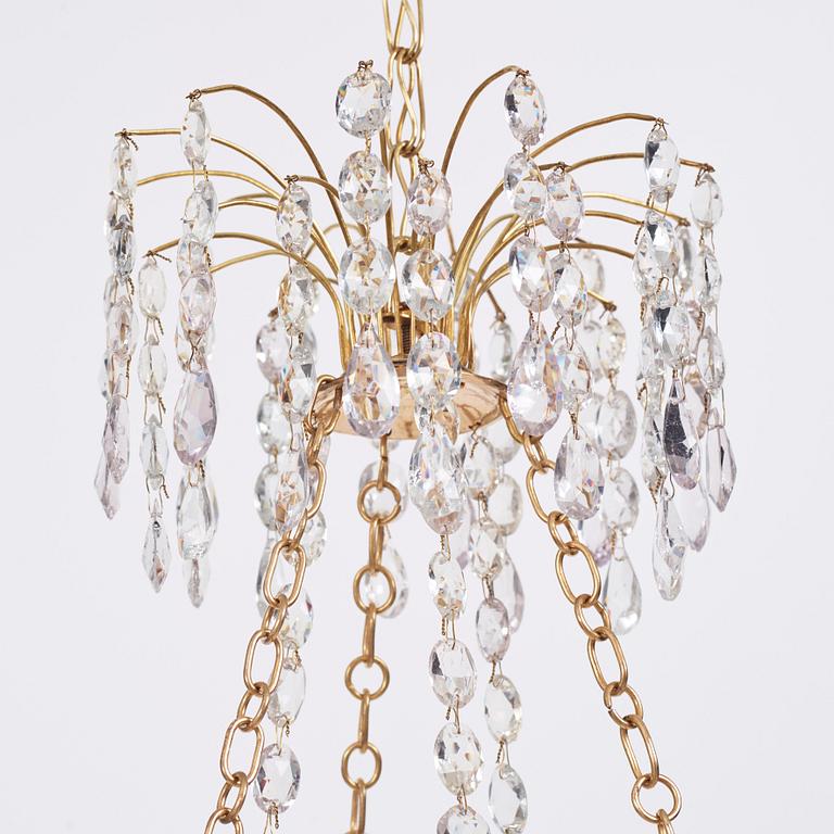 A late Gustavian three-light chandelier, late 18th century.