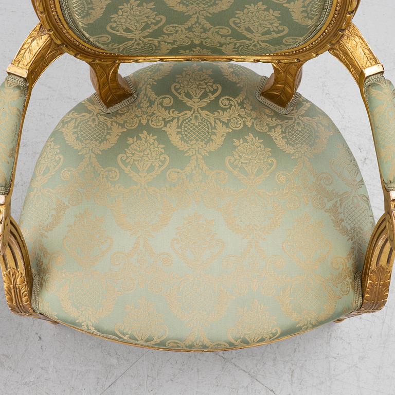 A pair of armchairs, Gustavian style, early 20th century.