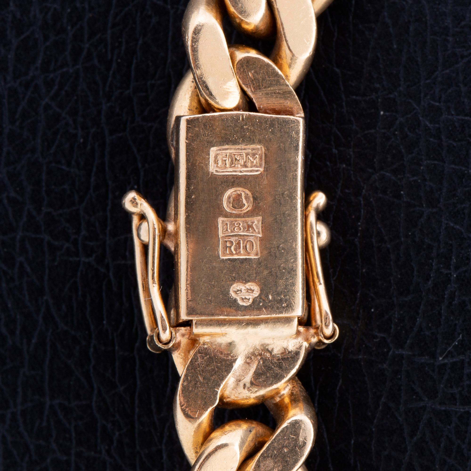 Necklace 18k gold 1 old-cut diamond approx 0,90 ct approx H-I/SI, Gunnar Fahlström Stockholm 1991, total weight 86,0 g.