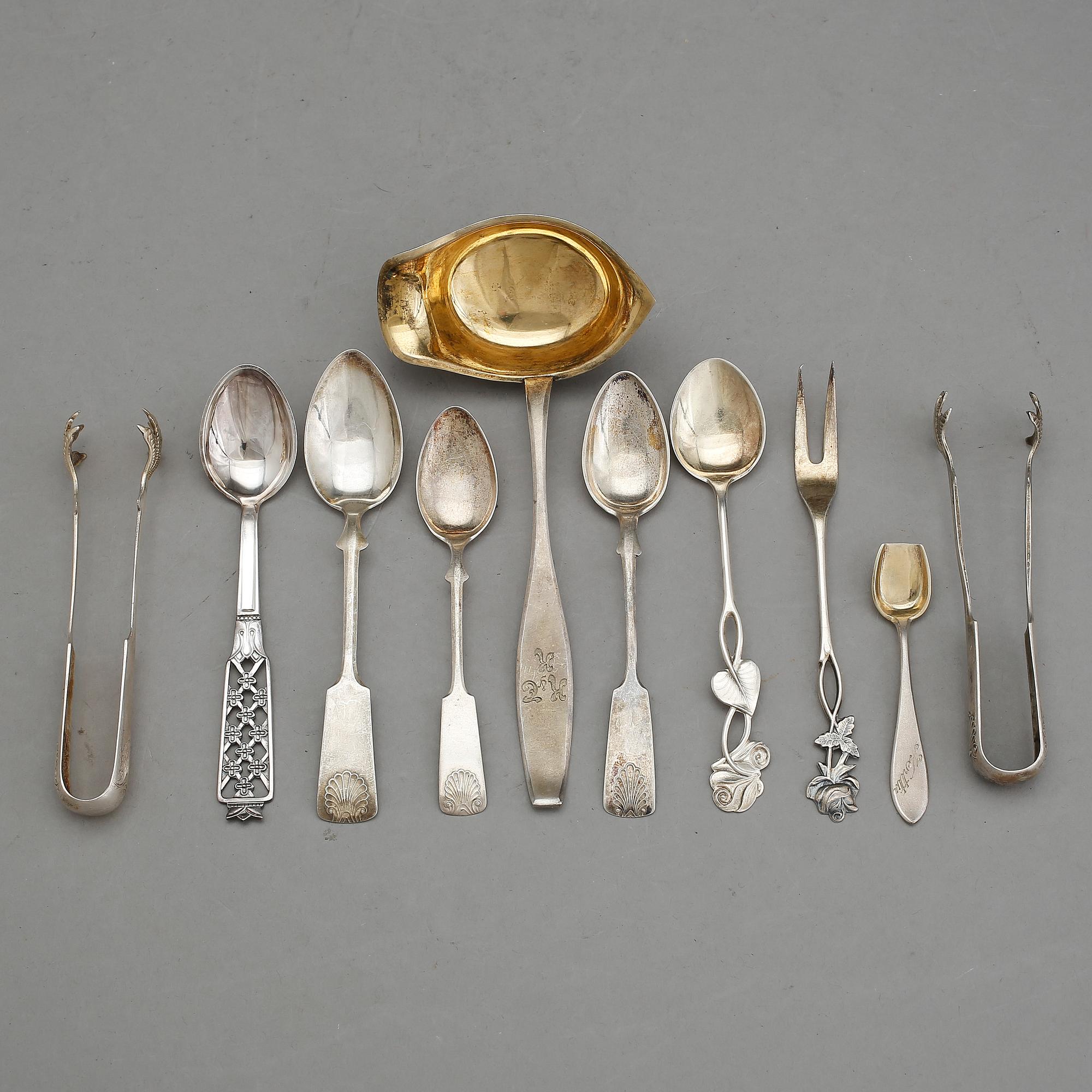 PARTI SILVER, 26 delar, bland annat Cesons, Göteborg, 1963. Vikt ca  303 gram.