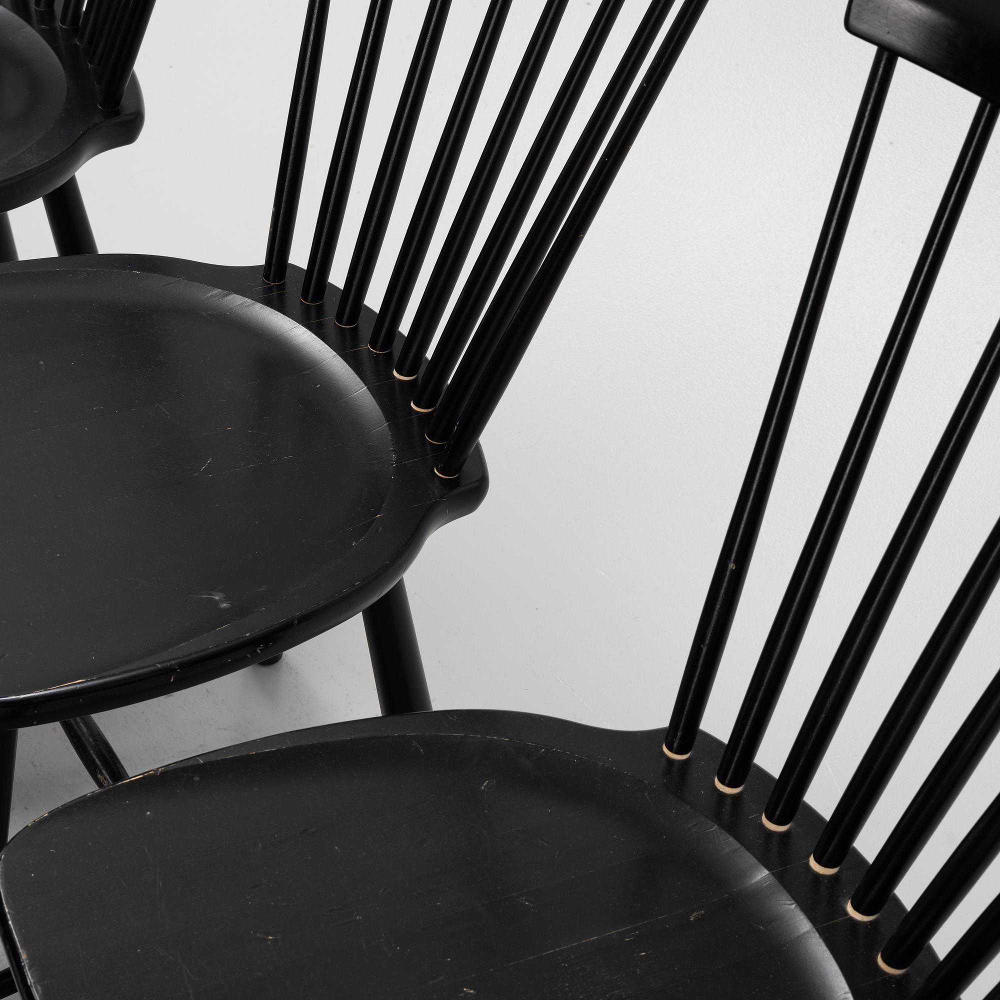 Carl Malmsten, six panted 'Lilla Åland' chairs from Stolab, dated 2009.