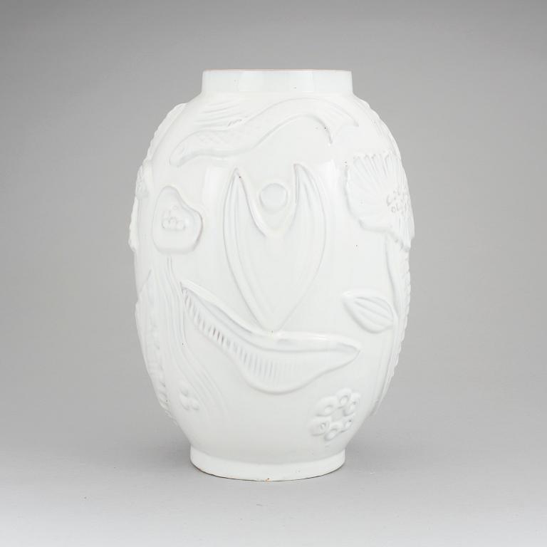 An earthenware vase designed by Anna-Lisa Thomson for Upsala-Ekeby.