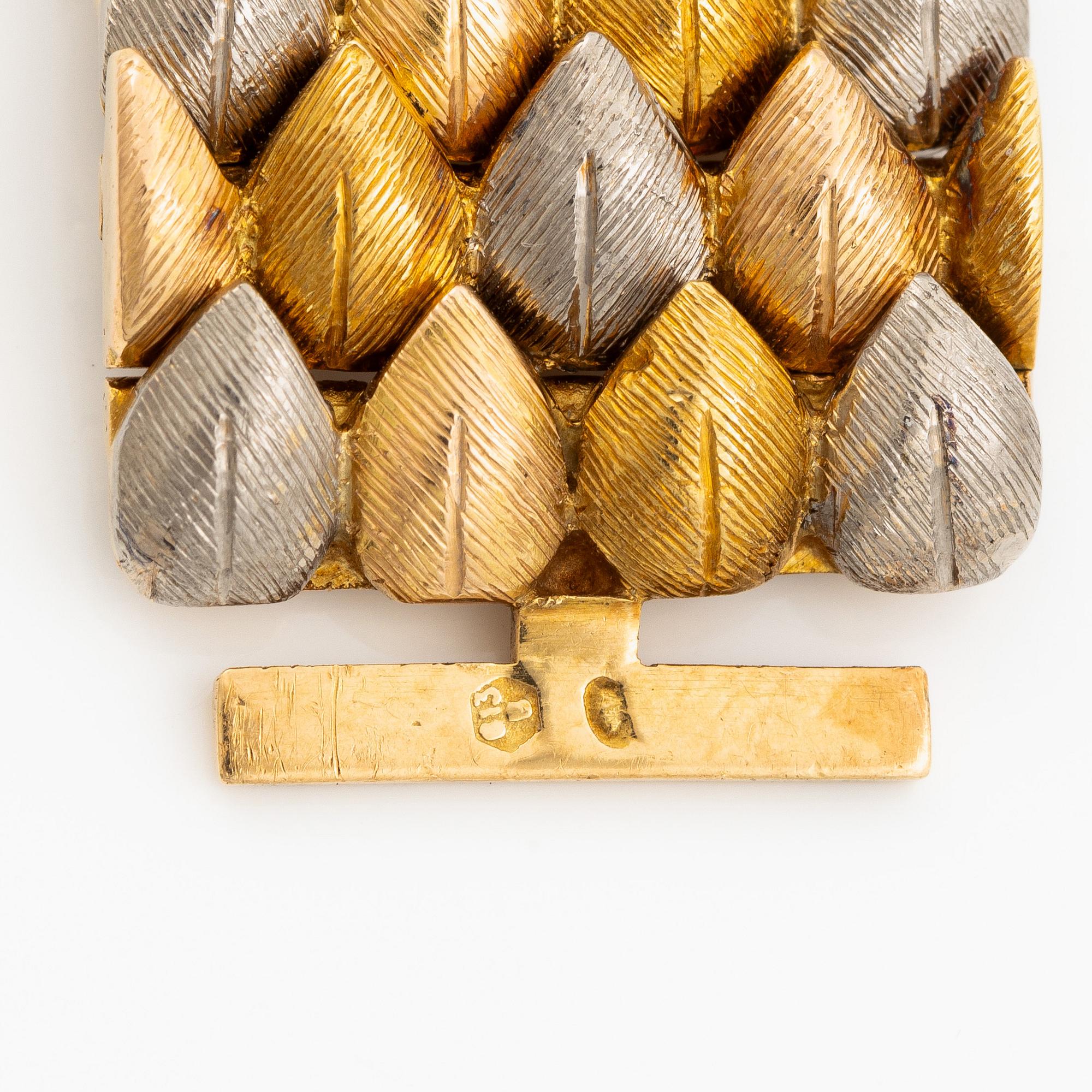 A bracelet, three-coloured gold, circa mid/late 20th century.