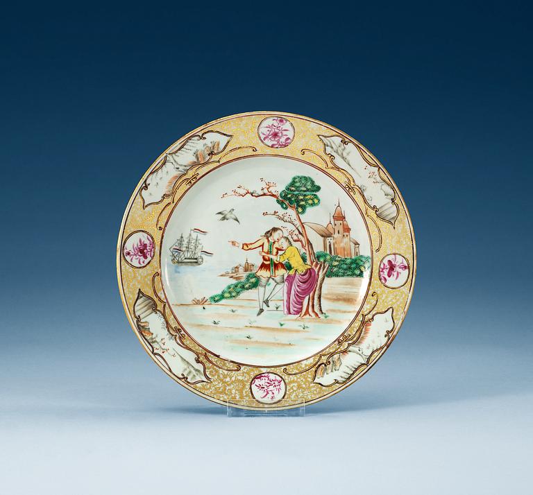 A 'European Subject' dinner plate, Qing dynasty, Qianlong (1736-95).