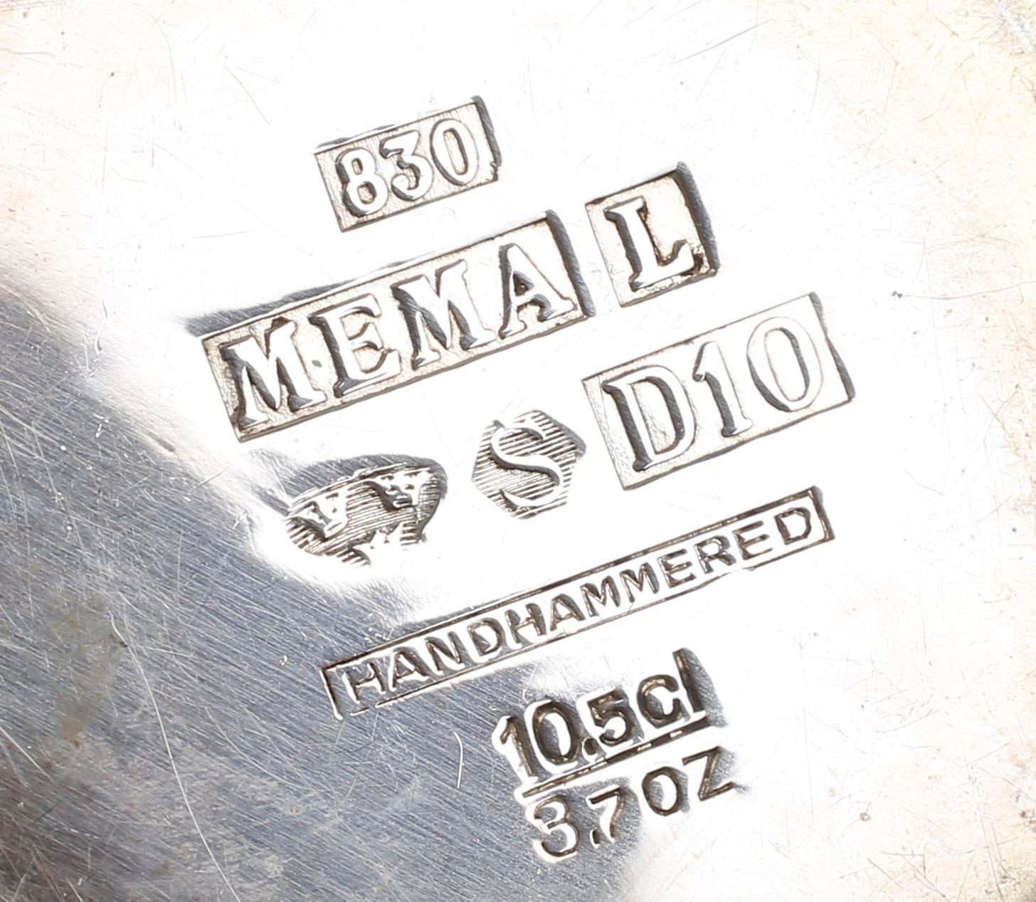BÄGARE, 2 st, silver, MEMA, Lidköping, 1969 resp 1978. Total vikt ca 126 gram.