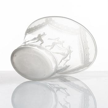 Simon Gate, a bowl, "Slöjdansen", Orrefors, Sweden, early 20th century.