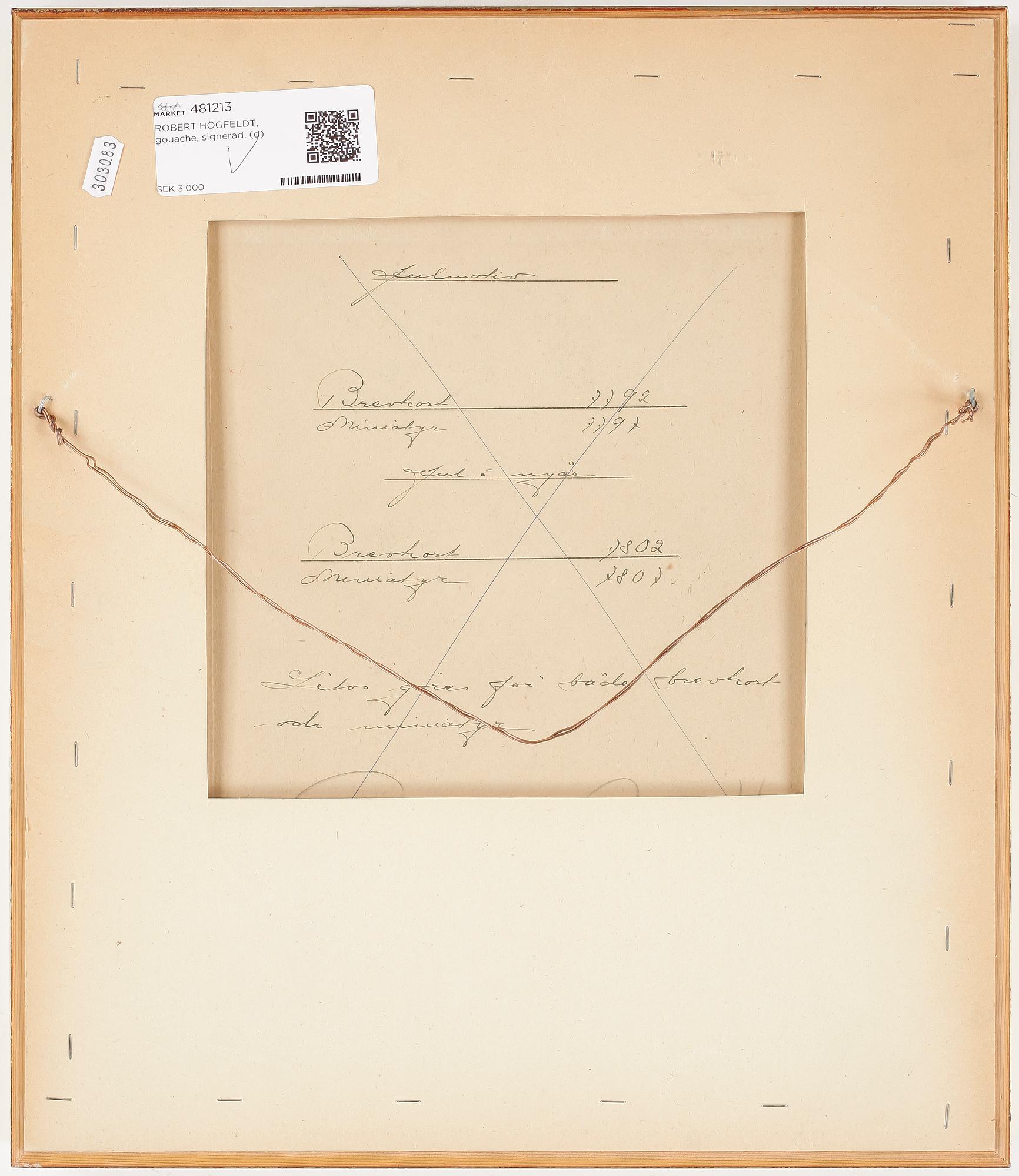 ROBERT HÖGFELDT, gouache, signerad.