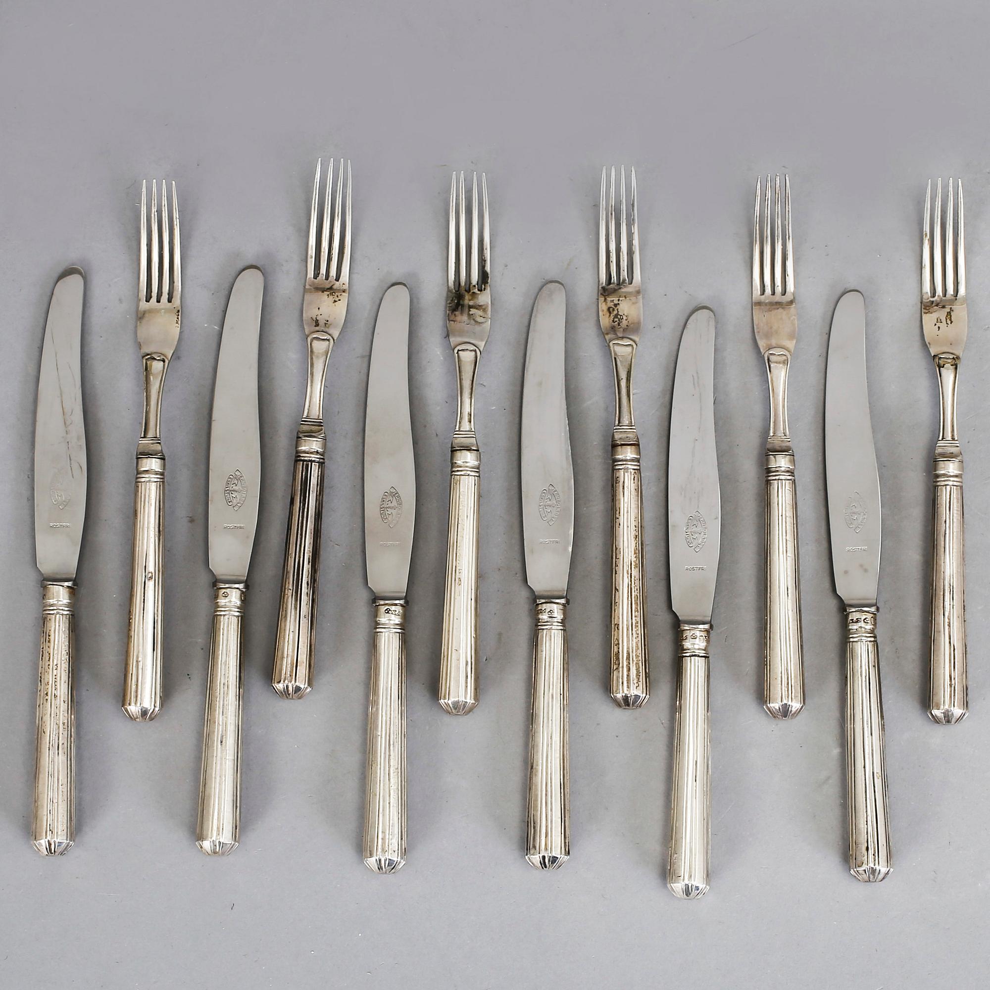 SMÖRGÅSBESTICK, 6+6 delar, silver, Carl Gideon Renander, Stockholm, 1796. Total vikt 492 gram.