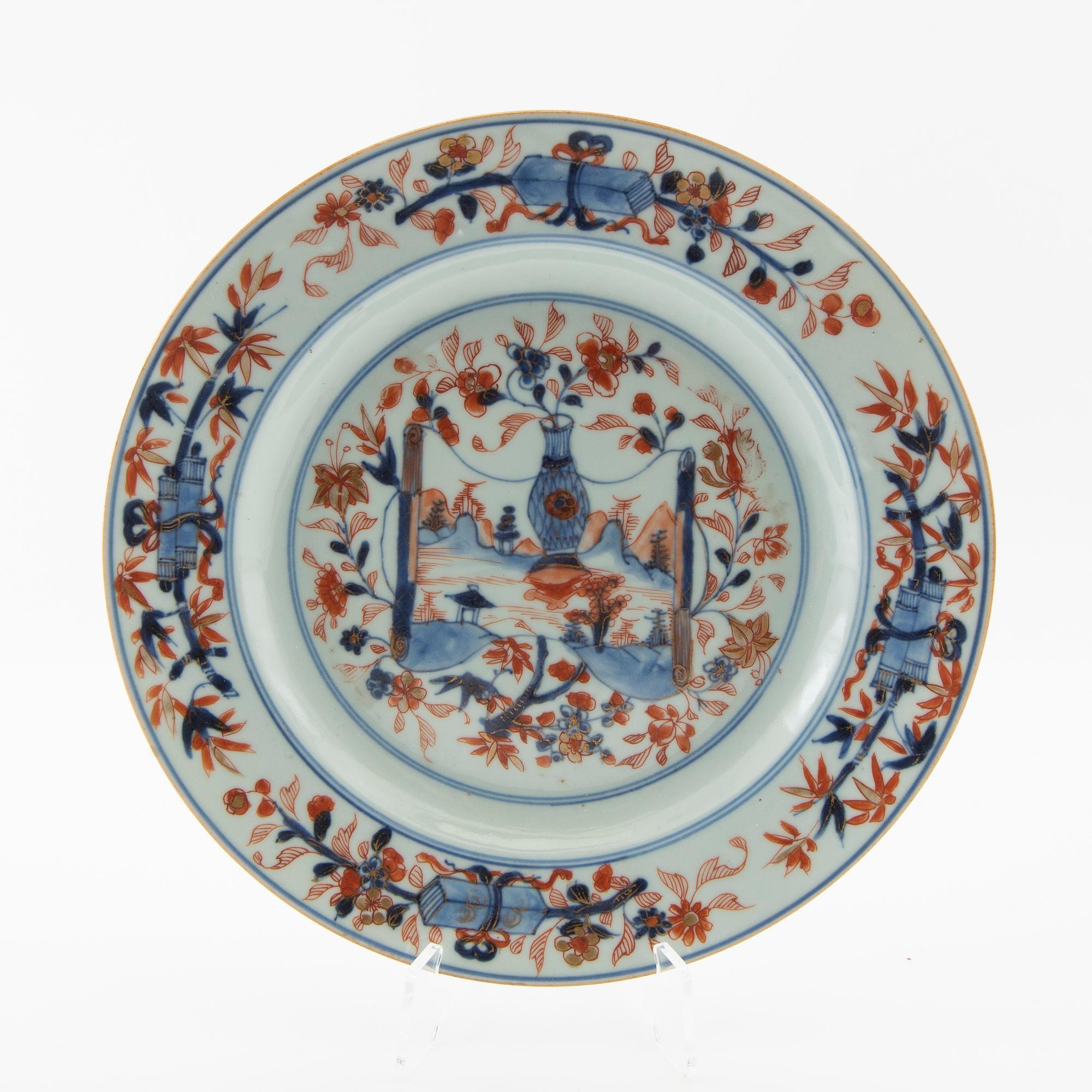 Plates 2 pcs and a spoon tray China 18th century porcelain.