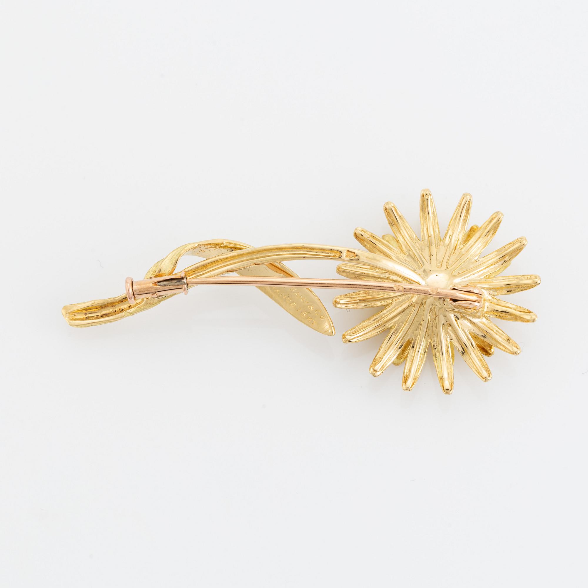 Tiffany & Co, brosch, blomma,  18K guld med safirer.