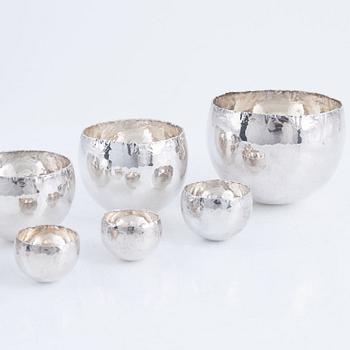 Rey Urban, sevensterling silver bowls/tumblers, Stockholm, 1992-98.