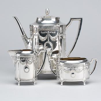 A Swedish EPNS 3 piece coffee set, first half of the 20th century.