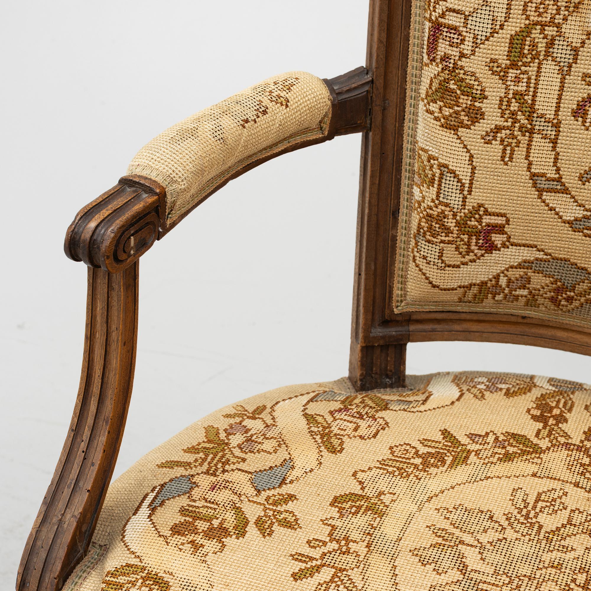 Karmstolar, ett par, Louis XVI-stil, 1800-tal,  Frankrike.