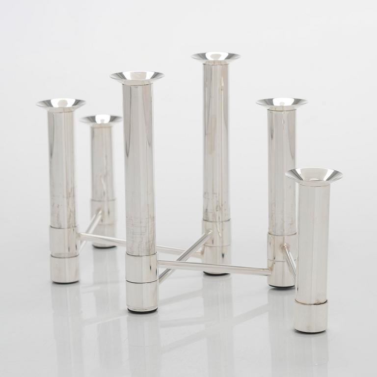 Tapio Wirkkala, a 'Nonstop' silver candelabrum, TW 432, numbered 74/90, for Kultakeskus, Hämeenlinna 2007.