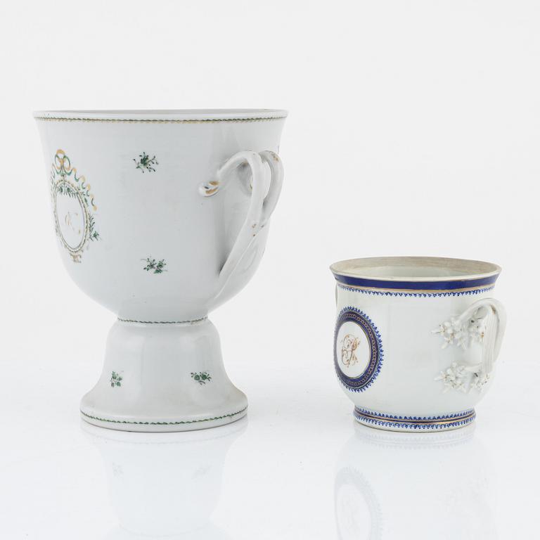 Two cups with handles, China, Qing dynasty, around the year 1800.