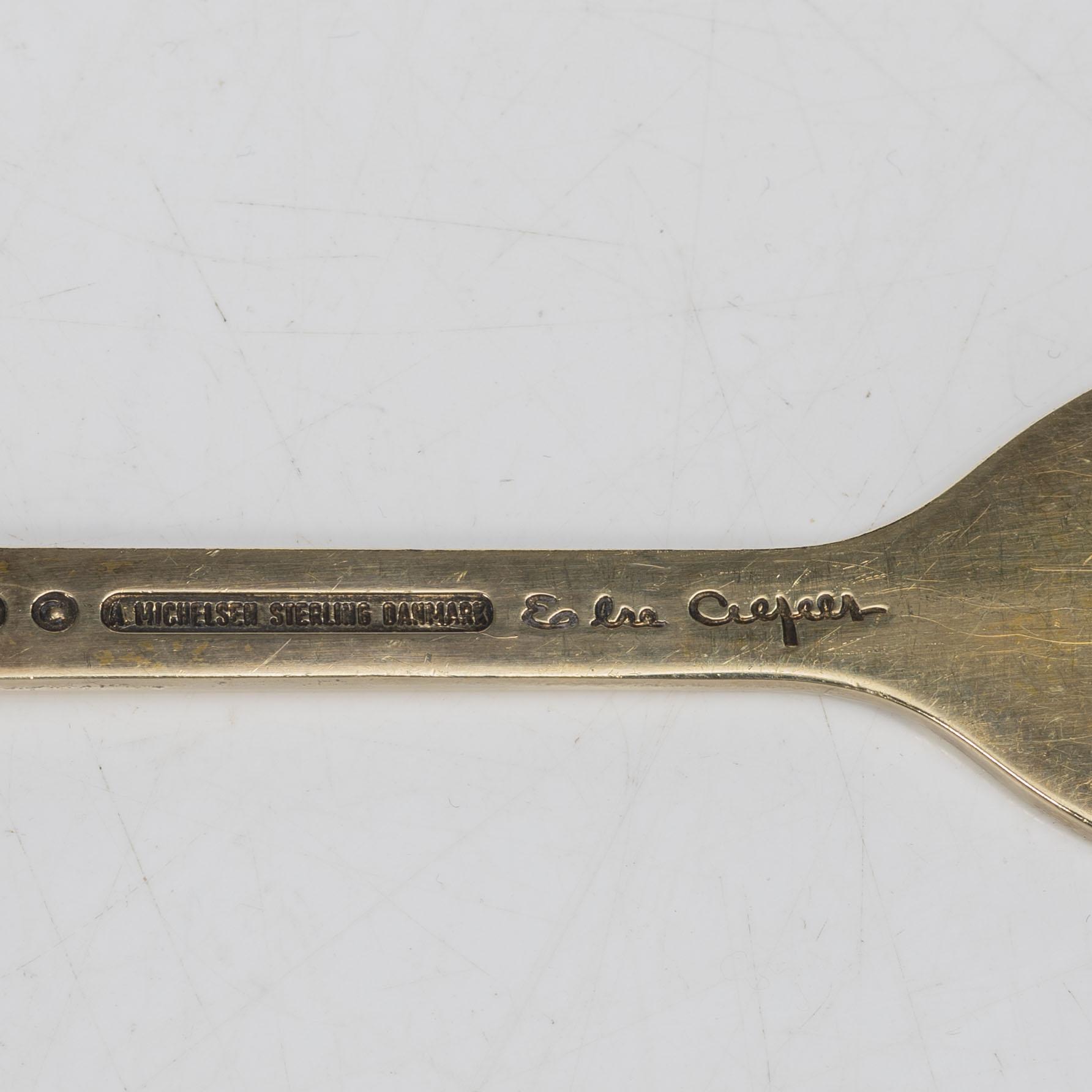 Anton Michelsen, Års-/julbestick, 8 st, förgyllt sterlingsilver och emalj, Danmark.