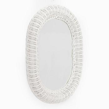 A rattan mirror, late 20th century.