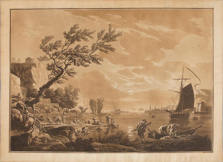 CLAUDE JOSEPH VERNET, efter, etsning och akvatint, 1700-tal.