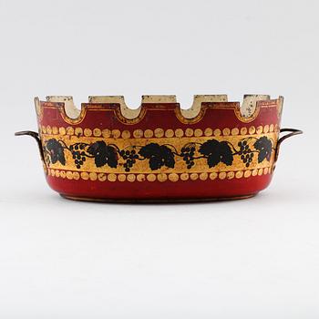 GLASSKÖLJARE, empire, målad plåt, tidigt 1800-tal.