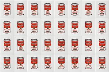 Richard H. Pettibone, "Andy Warhol, '32 Cans of Campbell's Soup', 1962".