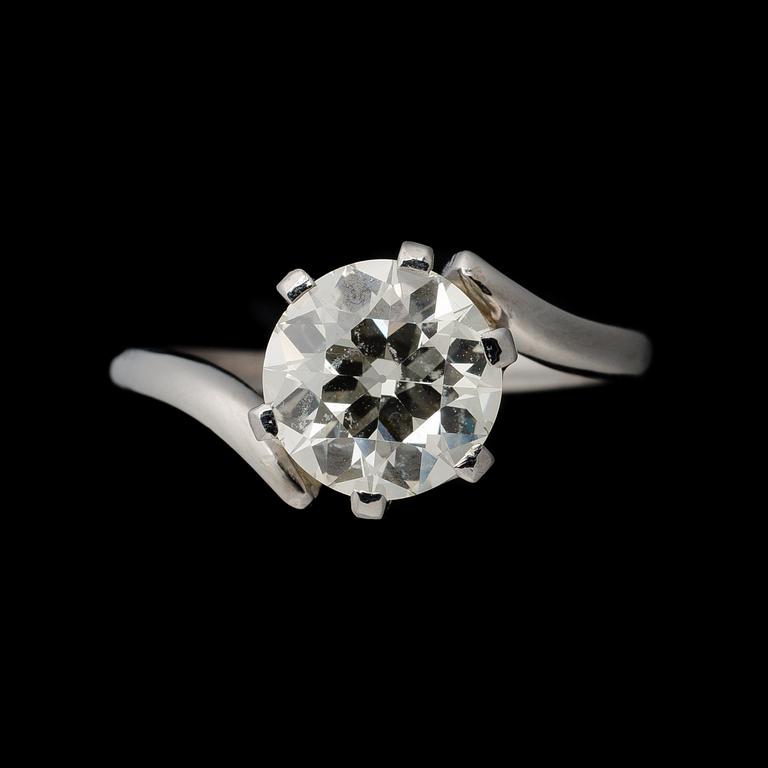A RING, brilliant cut diamond 2.56 ct, platinum.