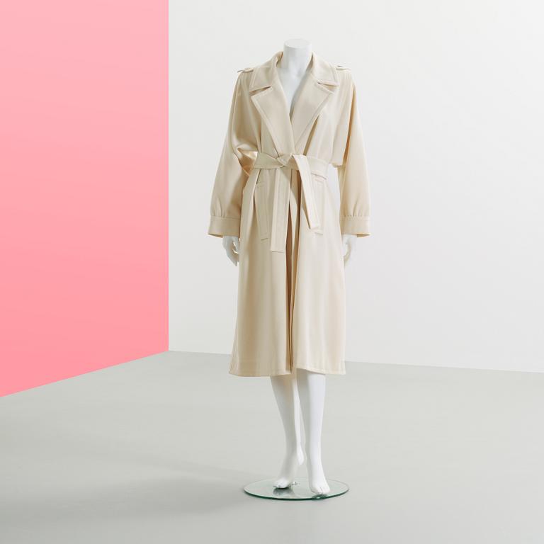 COAT, Yves Sain Laurent, creme colored wool blend, size 36.
