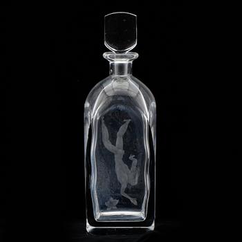 KARAFF med PROPP, glas, Vicke Lindstrand, Orrefors.