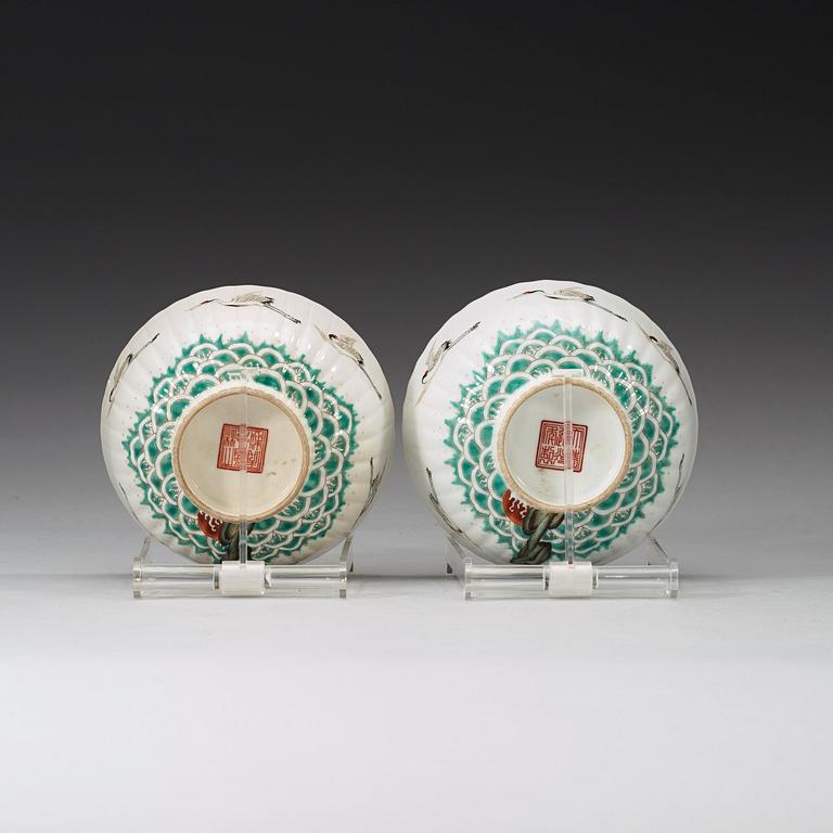 A pair of bowls, early 20th century with Daoguang seal mark in red.