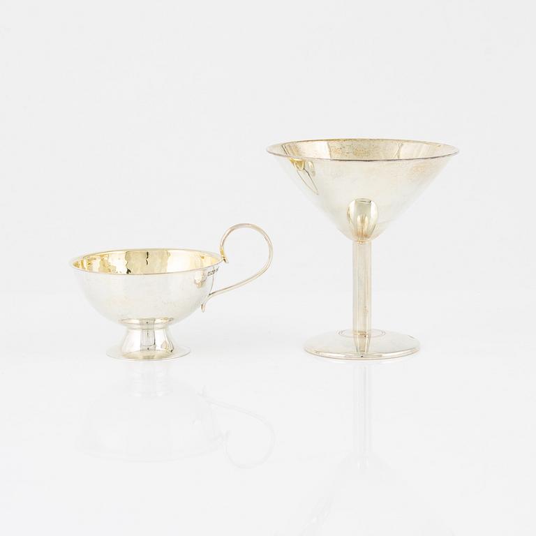 Punschmuggar, 11 st samt cocktailglas, 3 st, silver, BEFA, Göteborg, bl.a. 1976.