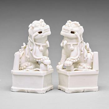 769. A pair of blanc de chine joss stick holders, Qing dynasty, Kangxi (1662-1722).