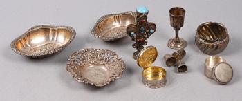 PARTI DIVERSE, 11 delar, mest silver, bla Sverige, Tyskland, England, 1800-1900-tal.