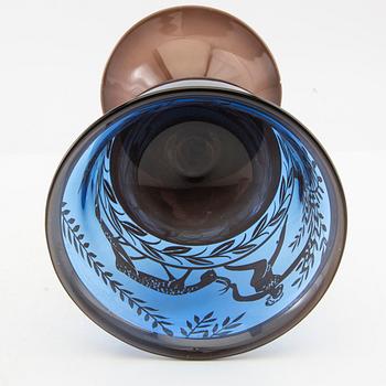 Gunnar Cyrén, footed bowl, graal technique, Orrefors -77.