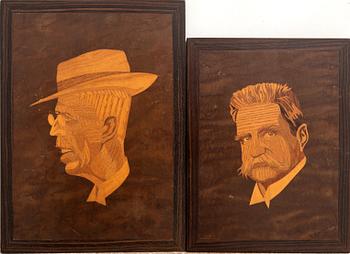 Gerhard Malmberg marquetry panels 2 pcs Mjölby Marquetry 1920s/30s.