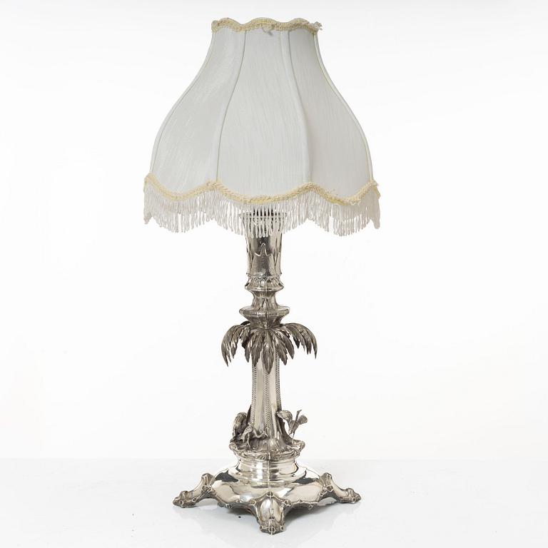 Gustaf Adolf Cedergren, bordslampa, silver, Stockholm 1886.