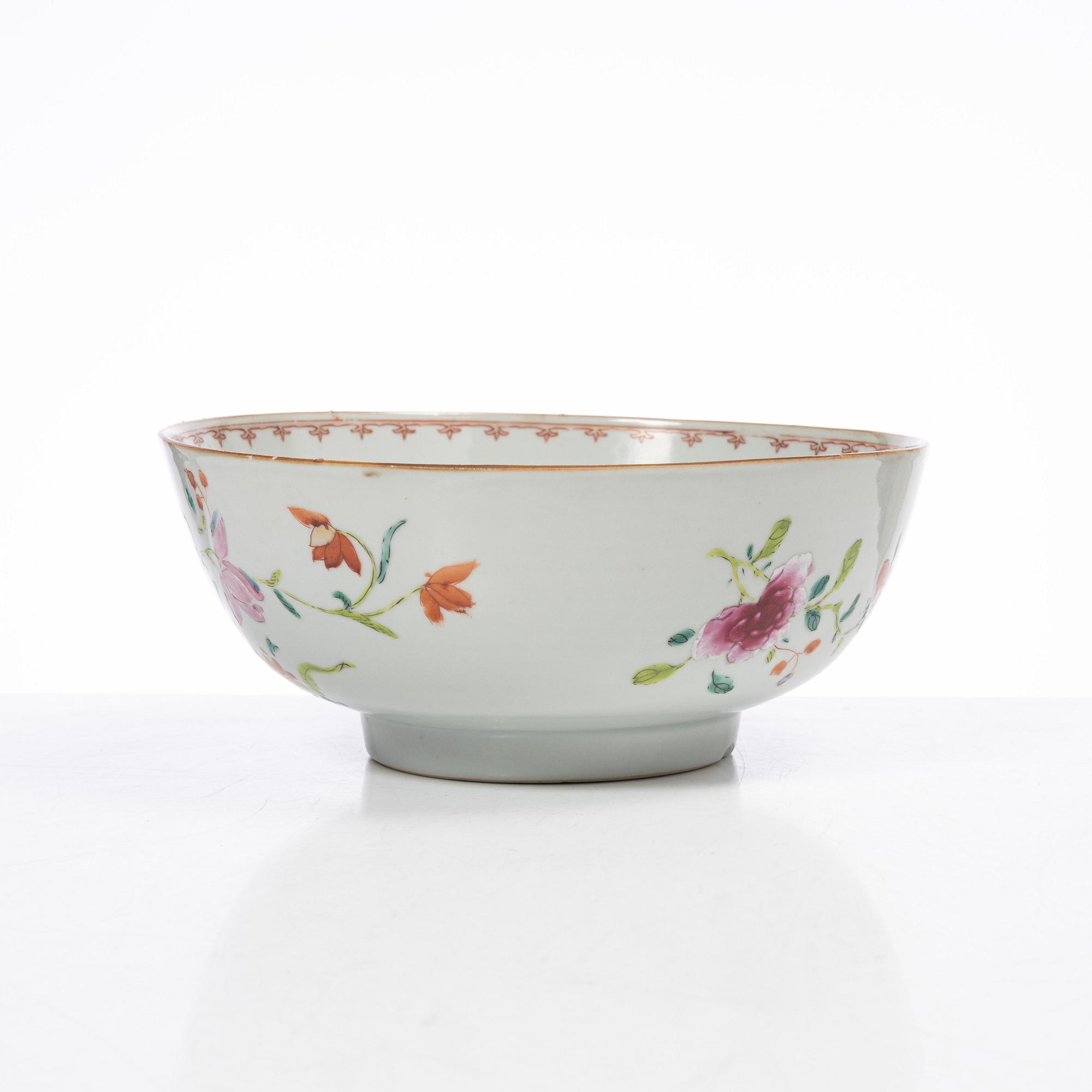 Parti Famille Rose-porslin, 5 delar, kina, Qianlong (1736-95).