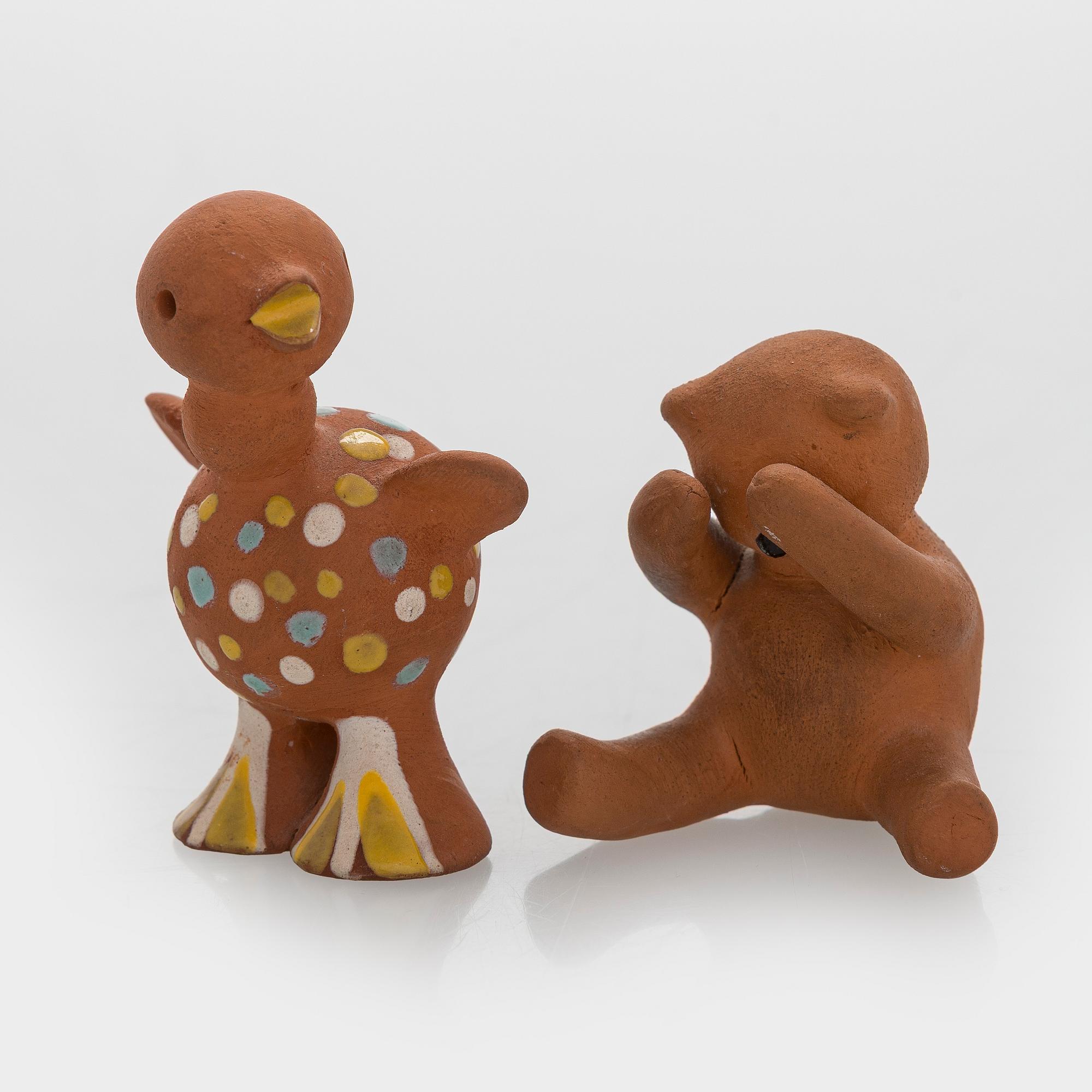 Marita Lybeck, Two red clay figurines, signed ML.
